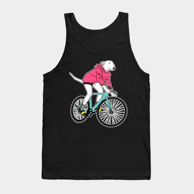 Bull Terrier Riding a Bicycle Tank Top by castrocastro